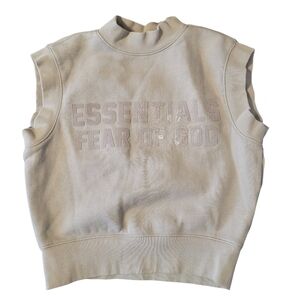 Essentials Fear Of God Kids 4/5 Oat Boxy Mock Neck Sleeveless Sweatshirt Unisex
